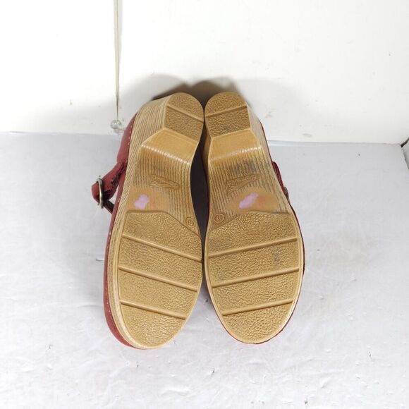 Dansko Women's EU37 US6-6,5 Red Leather Mary Jane Pro Clog Shoes - Picture 12 of 16